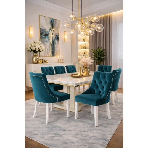 Krzesło Chesterfield PREMIUM KR-21 Tkanina Piano 10 Turkus